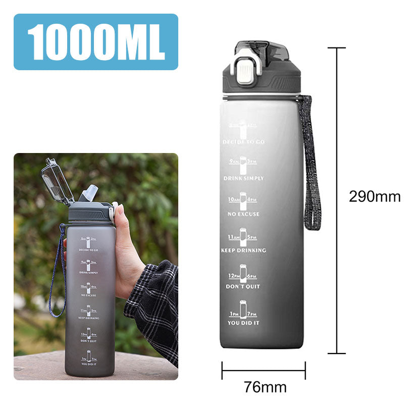 Motivational Water Bottle with Silicone Straw | 32oz, BPA-Free, Reusable & Leak-Proof