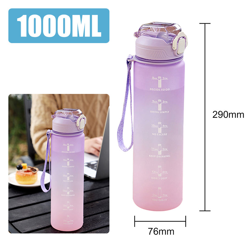Motivational Water Bottle with Silicone Straw | 32oz, BPA-Free, Reusable & Leak-Proof