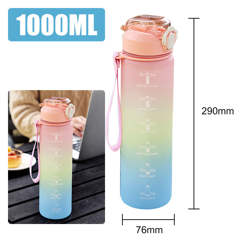 Motivational Water Bottle with Silicone Straw | 32oz, BPA-Free, Reusable & Leak-Proof