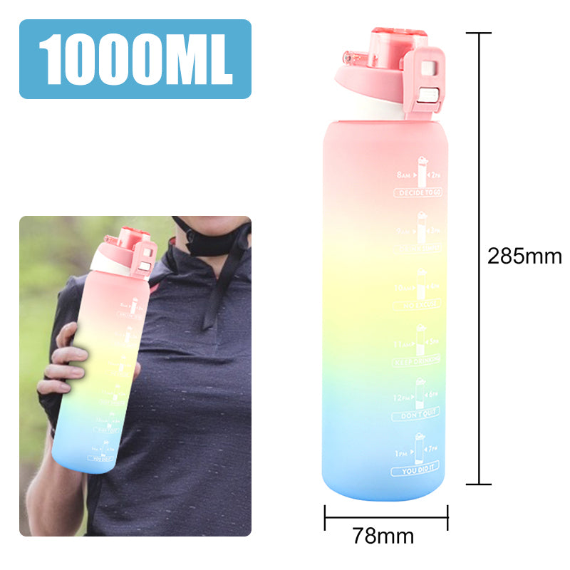 Motivational Water Bottle with Silicone Straw | 32oz, BPA-Free, Reusable & Leak-Proof