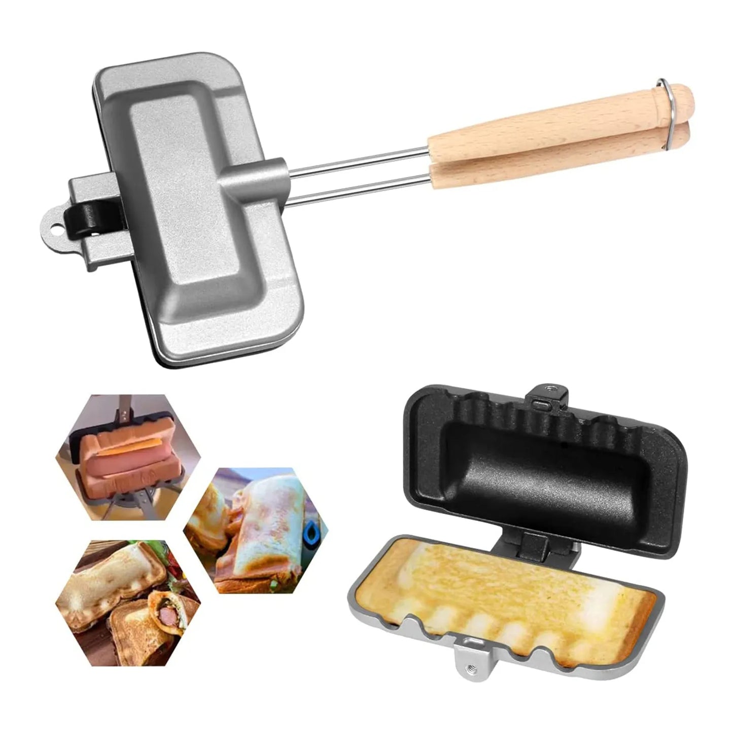 Double-Sided Non-Stick Sandwich & Breakfast Pan | Flip-Free, Foldable Grill Frying Pan