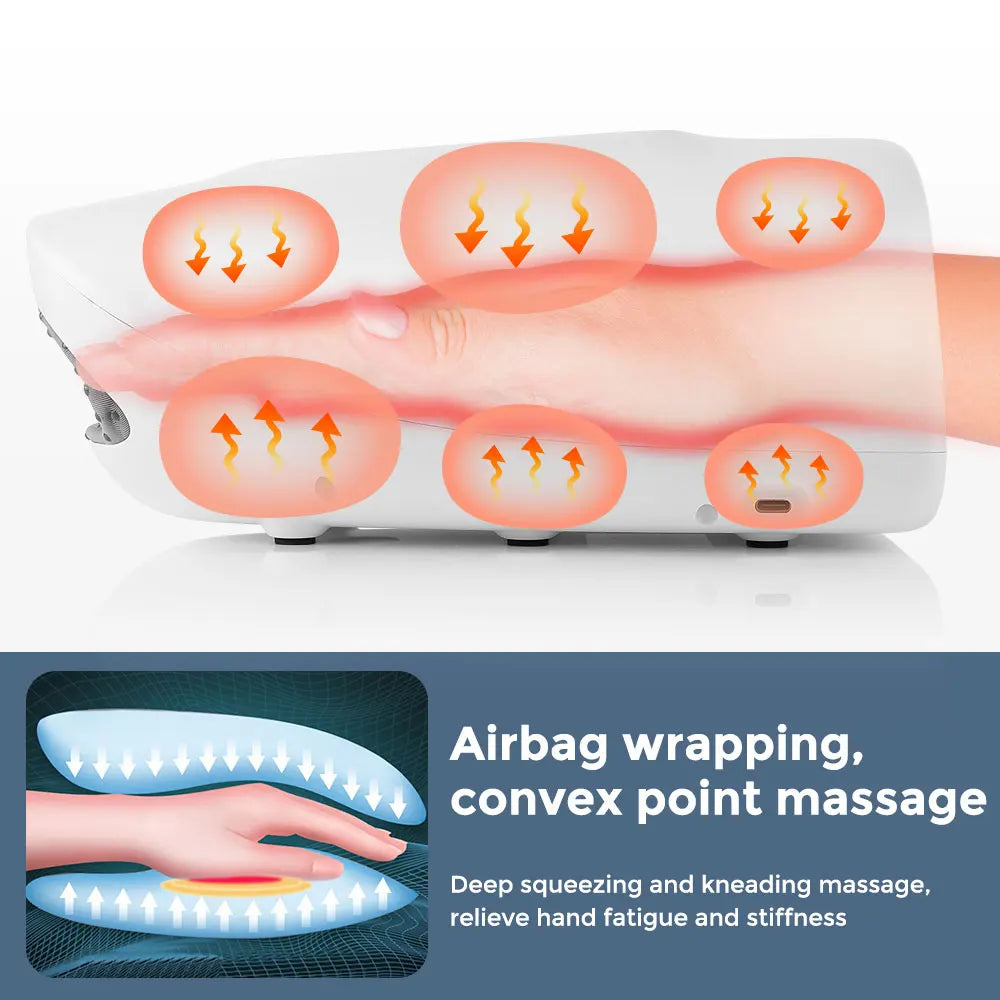 Wireless Electric Hand Massager | Cordless Heat & Compression Therapy for Pain Relief & Stress