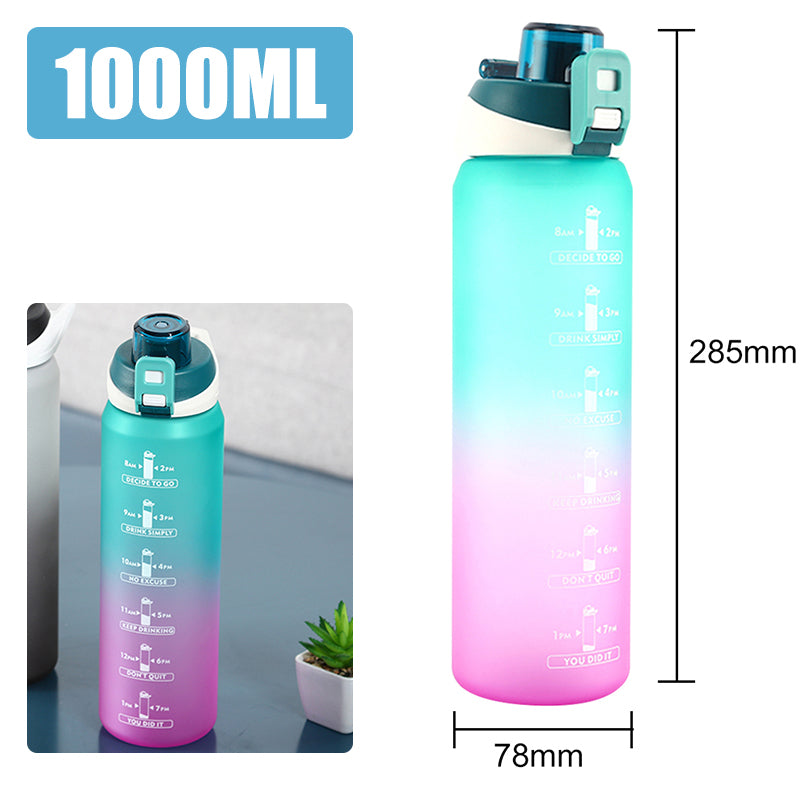Motivational Water Bottle with Silicone Straw | 32oz, BPA-Free, Reusable & Leak-Proof