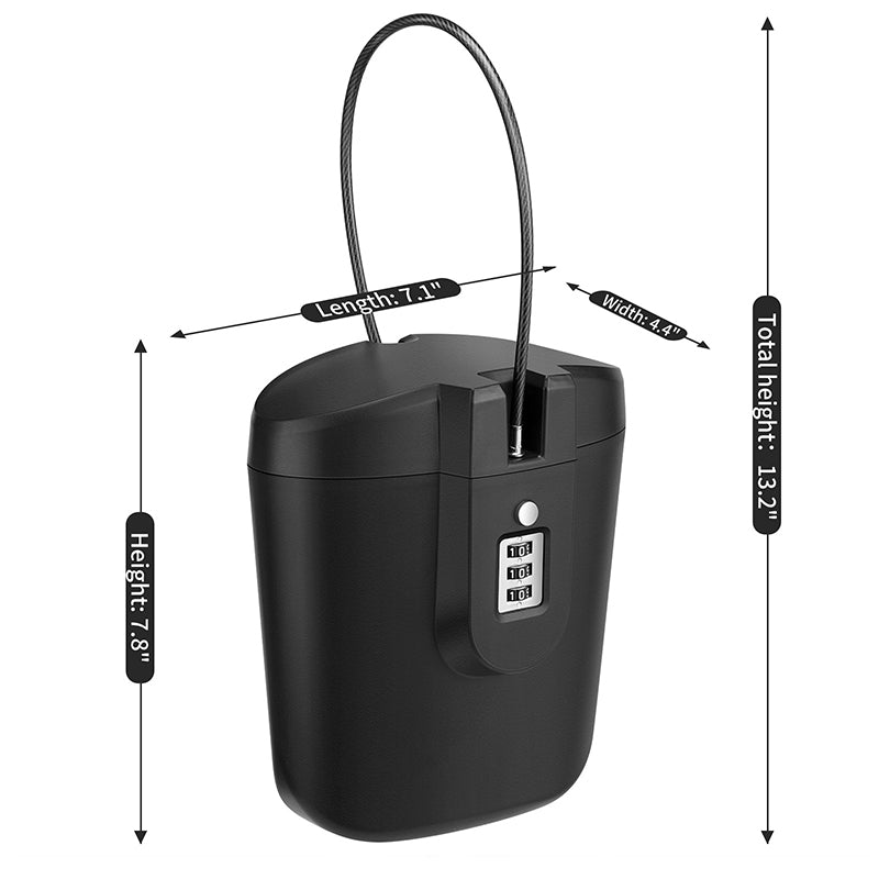2L Portable Travel Safe Box with 3-Digit Combination Lock | Anti-Theft Security Safe for Travel, Beach, Home, Office