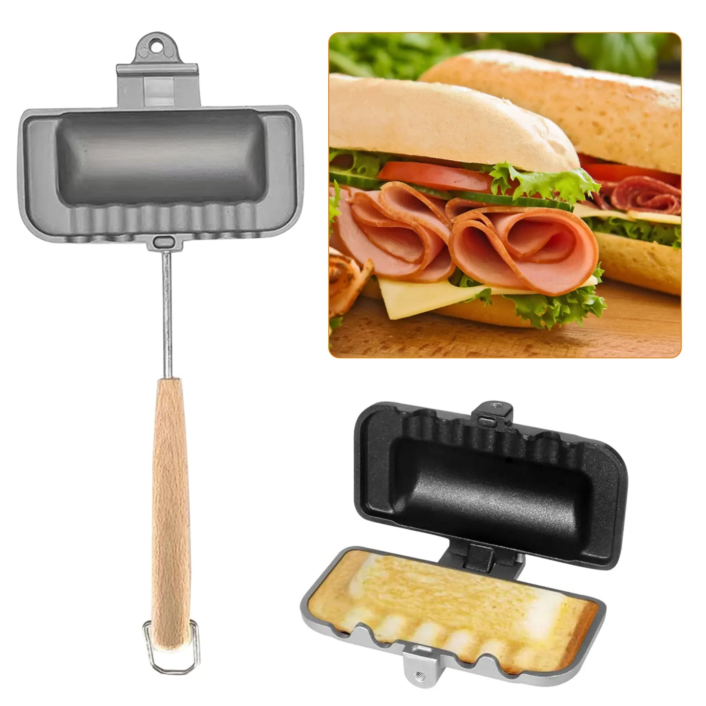 Double-Sided Non-Stick Sandwich & Breakfast Pan | Flip-Free, Foldable Grill Frying Pan