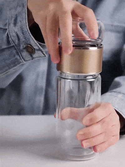 Tea Infuser Bottle | Double Wall Glass Tumbler with Built-in Loose Leaf Tea Filter