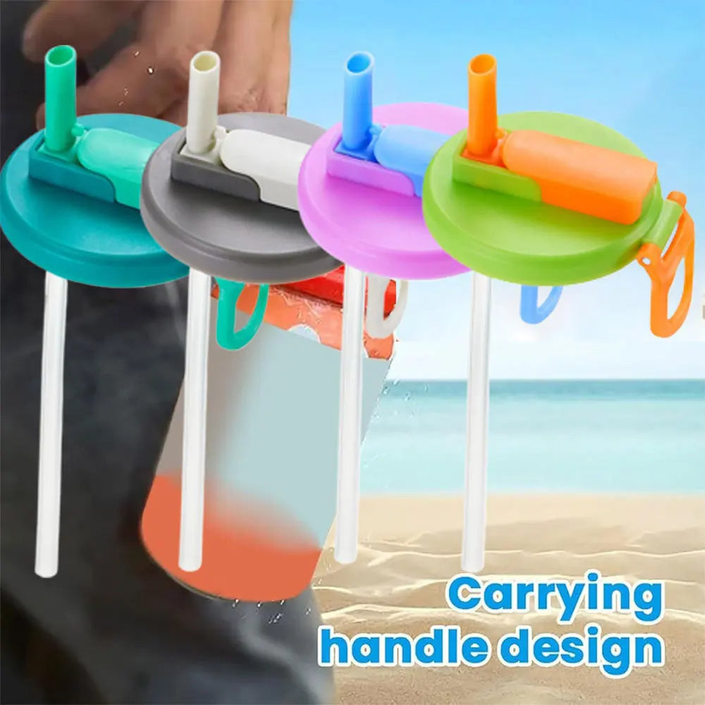 Soda Can Lids with Silicone Straws - Reusable, Spill-Proof & BPA-Free | Food-Grade Can Covers for Picnic, Beach, & Camping