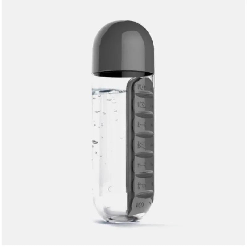 2-in-1 Water Bottle with Pill Organizer (20 oz) | BPA-Free, Portable Pill Box & Hydration Bottle