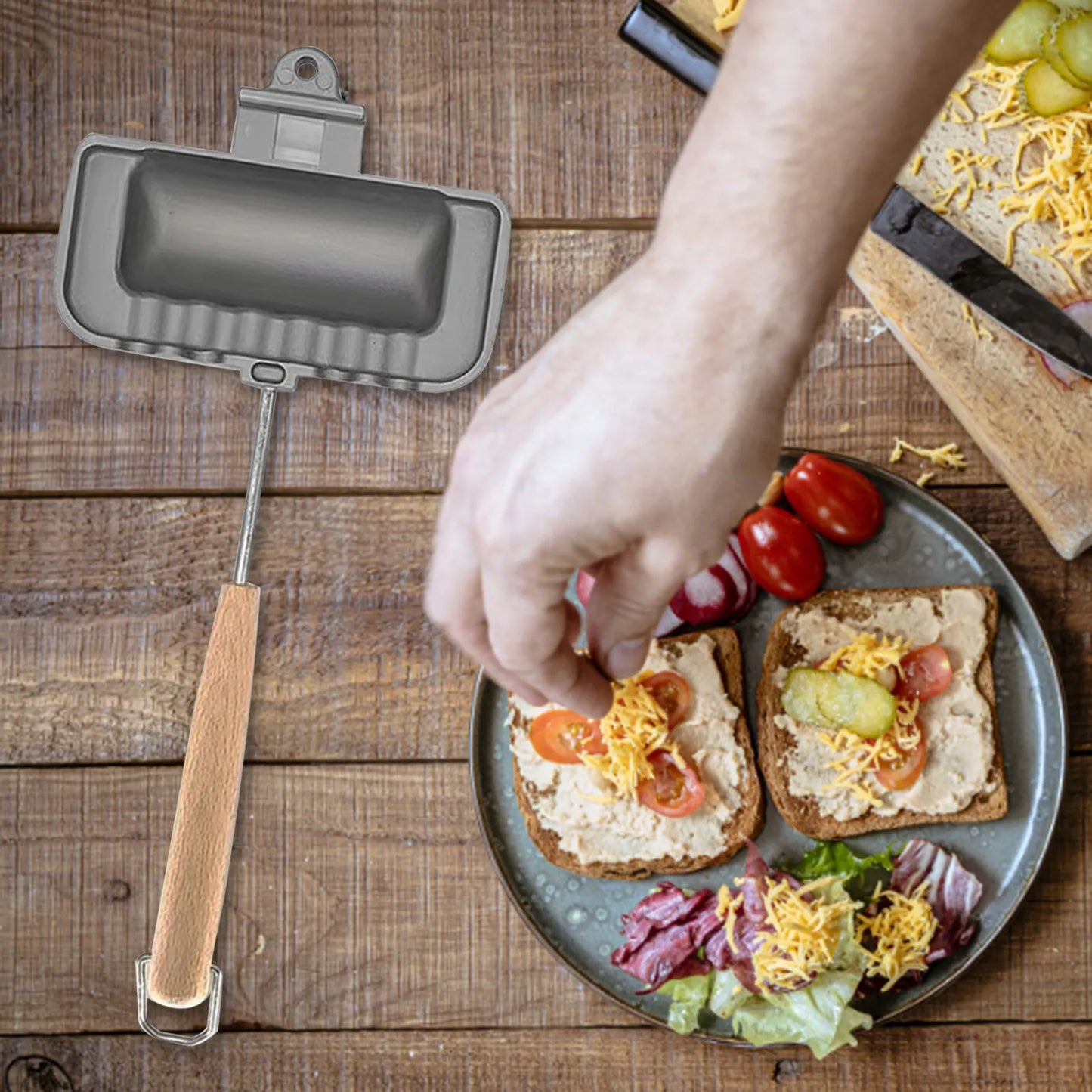 Double-Sided Non-Stick Sandwich & Breakfast Pan | Flip-Free, Foldable Grill Frying Pan