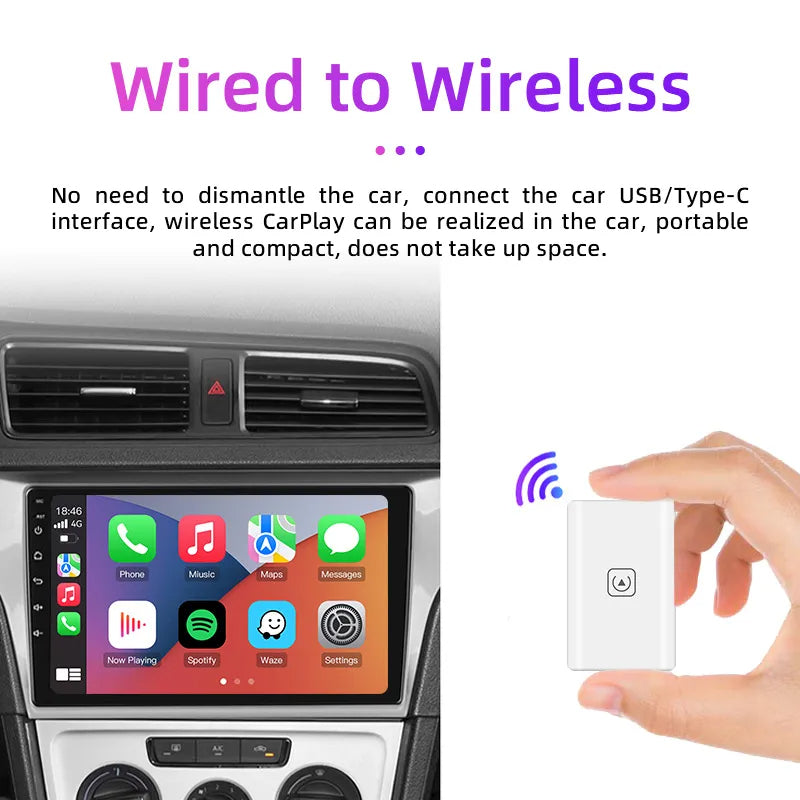 Wireless CarPlay Adapter for iPhone | Plug & Play Wireless CarPlay Dongle for All Cars
