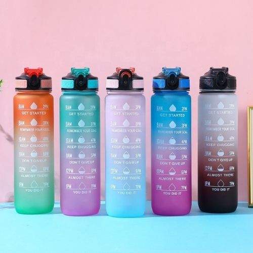 Motivational Water Bottle with Silicone Straw | 32oz, BPA-Free, Reusable & Leak-Proof