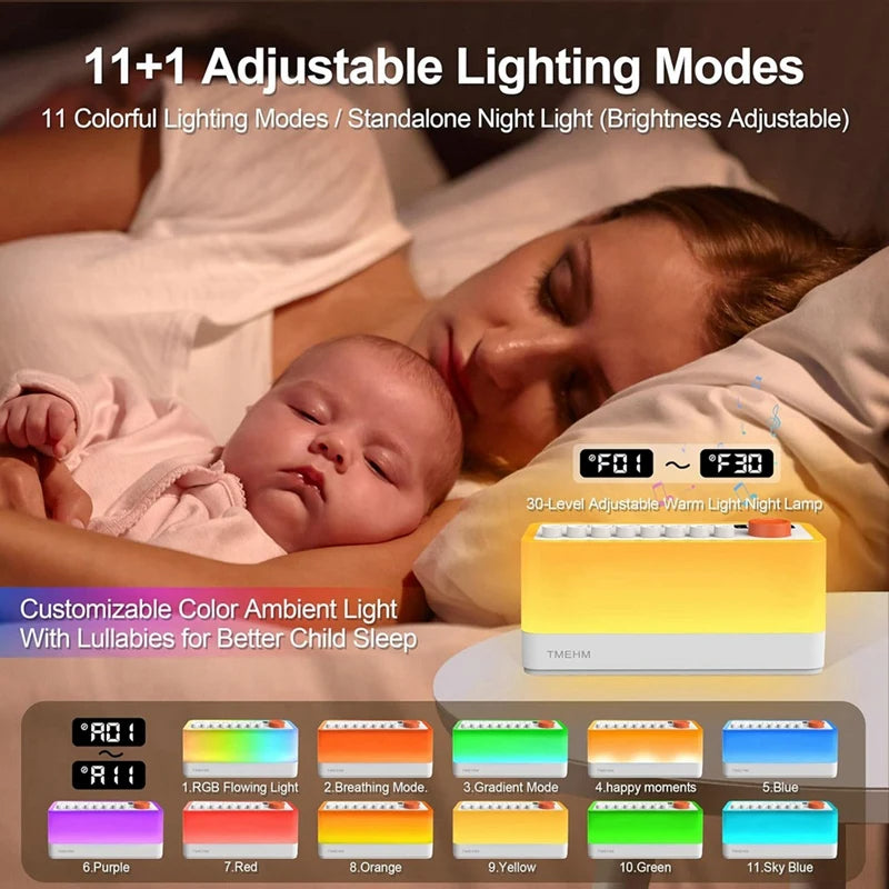 Ambient Sound Machine with Bluetooth Speaker, Night Light & Breathing Therapy!