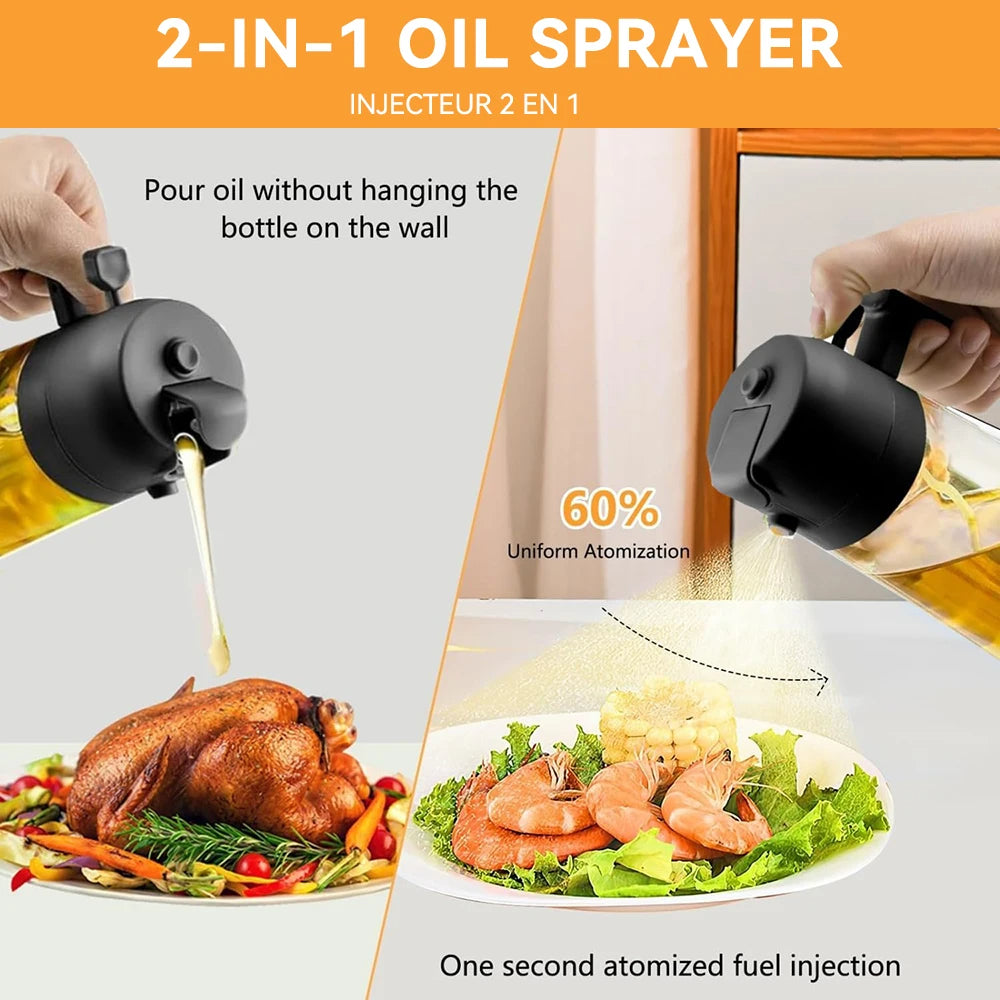 2-in-1 Oil Spray Bottle for Cooking | Oil Dispenser with Spray & Pour Function