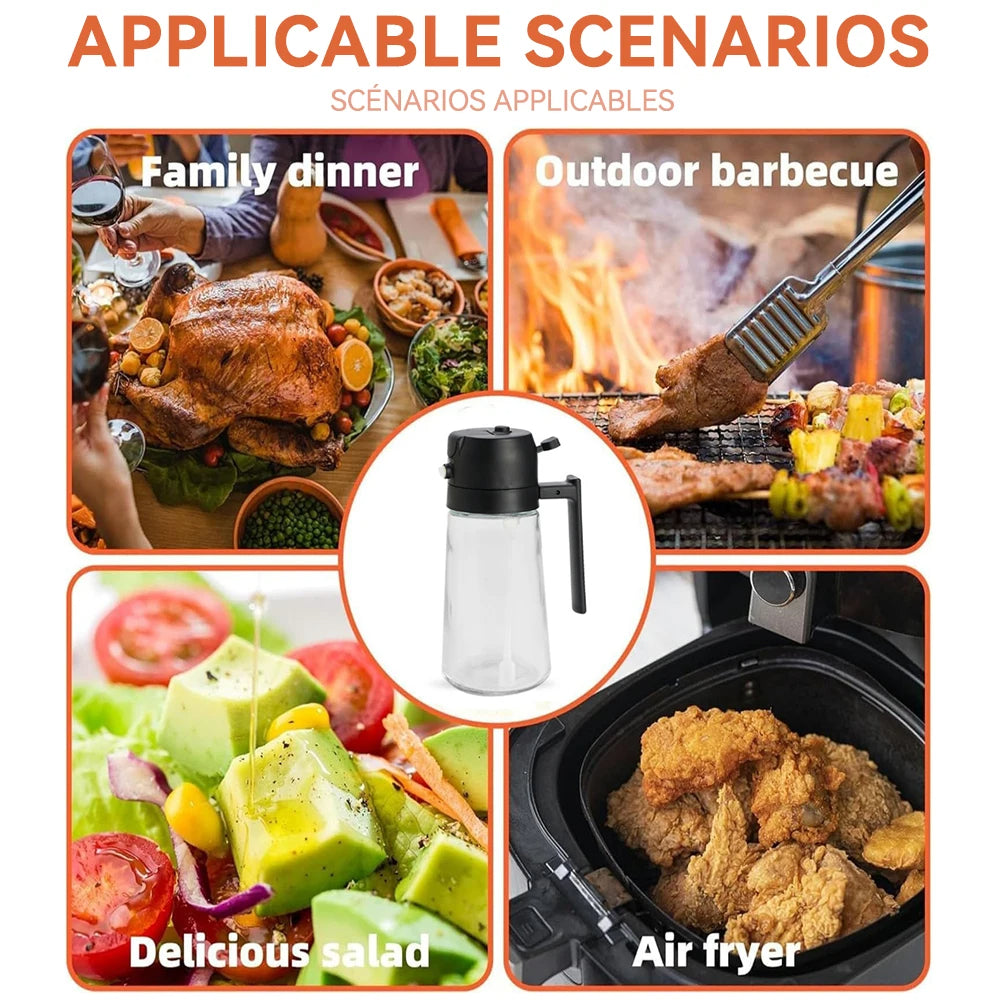 2-in-1 Oil Spray Bottle for Cooking | Oil Dispenser with Spray & Pour Function