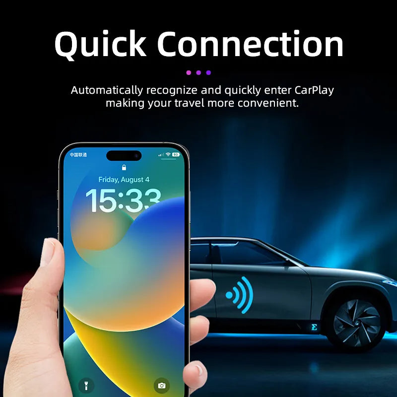 Wireless CarPlay Adapter for iPhone | Plug & Play Wireless CarPlay Dongle for All Cars