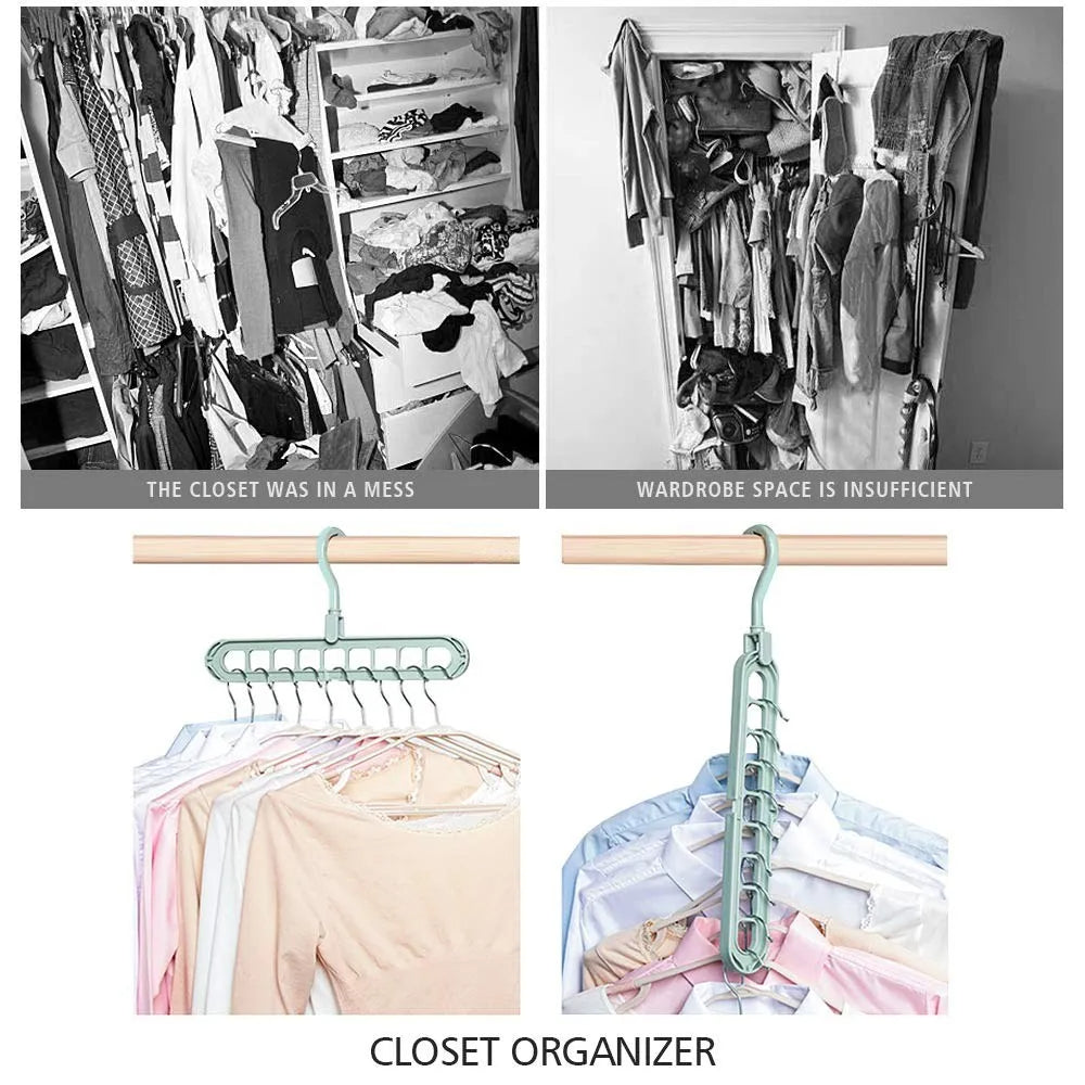 9-in-1 Smart Hanger | Space-Saving Closet Organizer with 360° Rotating Hook