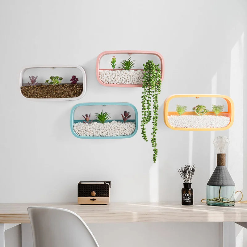 Modern Rectangle Wall-Mounted Flower Vase | Minimalist Vertical Planter for Home & Restaurants
