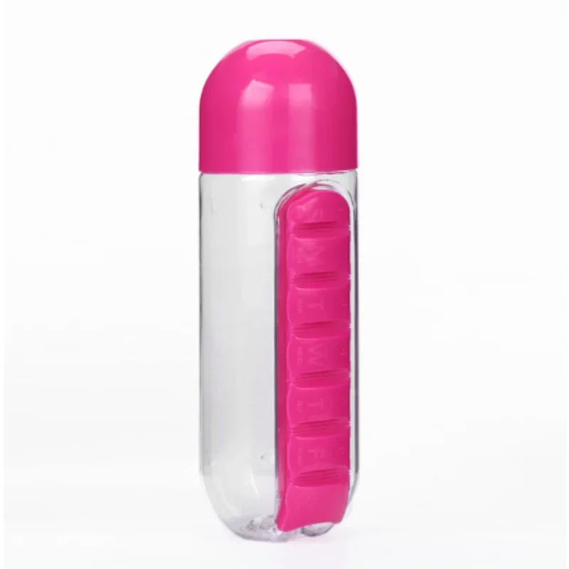 2-in-1 Water Bottle with Pill Organizer (20 oz) | BPA-Free, Portable Pill Box & Hydration Bottle