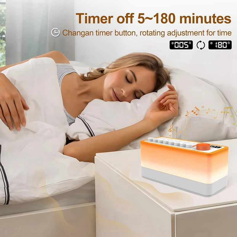Ambient Sound Machine with Bluetooth Speaker, Night Light & Breathing Therapy!