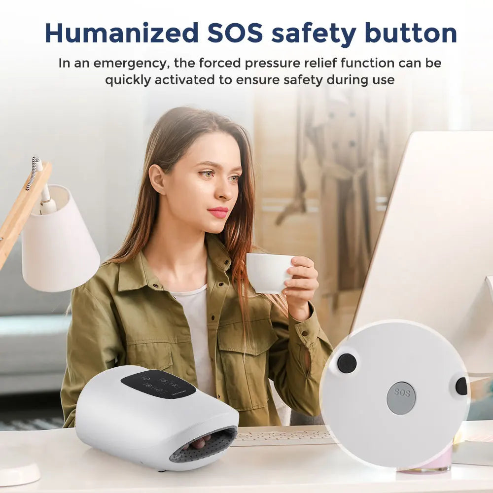 Wireless Electric Hand Massager | Cordless Heat & Compression Therapy for Pain Relief & Stress