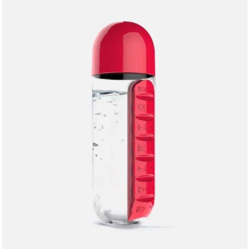 2-in-1 Water Bottle with Pill Organizer (20 oz) | BPA-Free, Portable Pill Box & Hydration Bottle