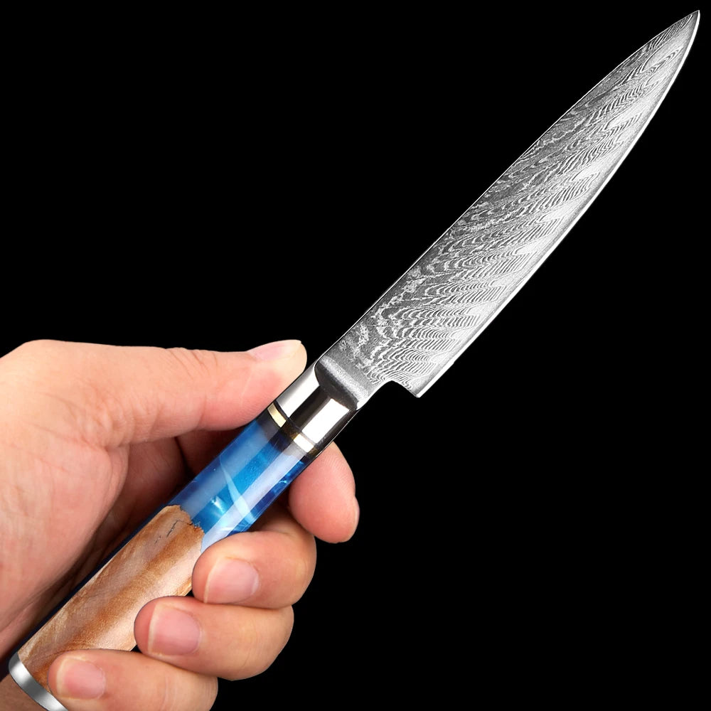 5-Inch VG10 Damascus Steel Paring Knife | Precision Japanese Blade with Abalone Handle