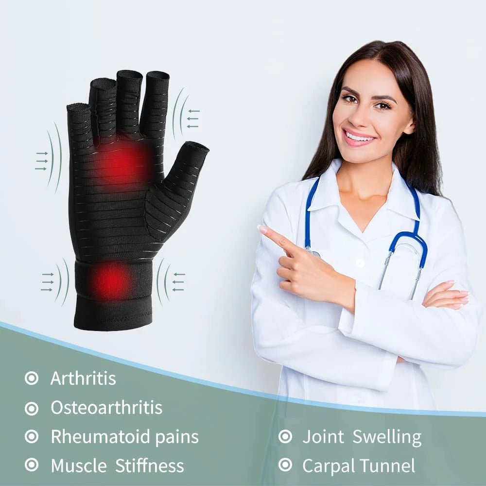 Copper Compression Arthritis Gloves | Fingerless Pain Relief Gloves for Arthritis
