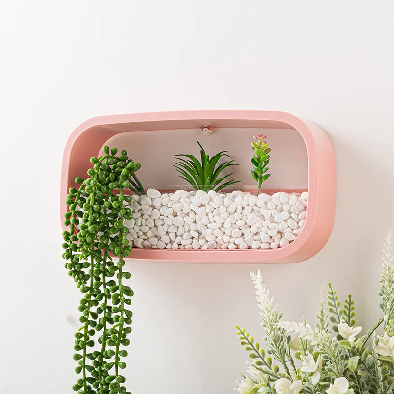 Modern Rectangle Wall-Mounted Flower Vase | Minimalist Vertical Planter for Home & Restaurants