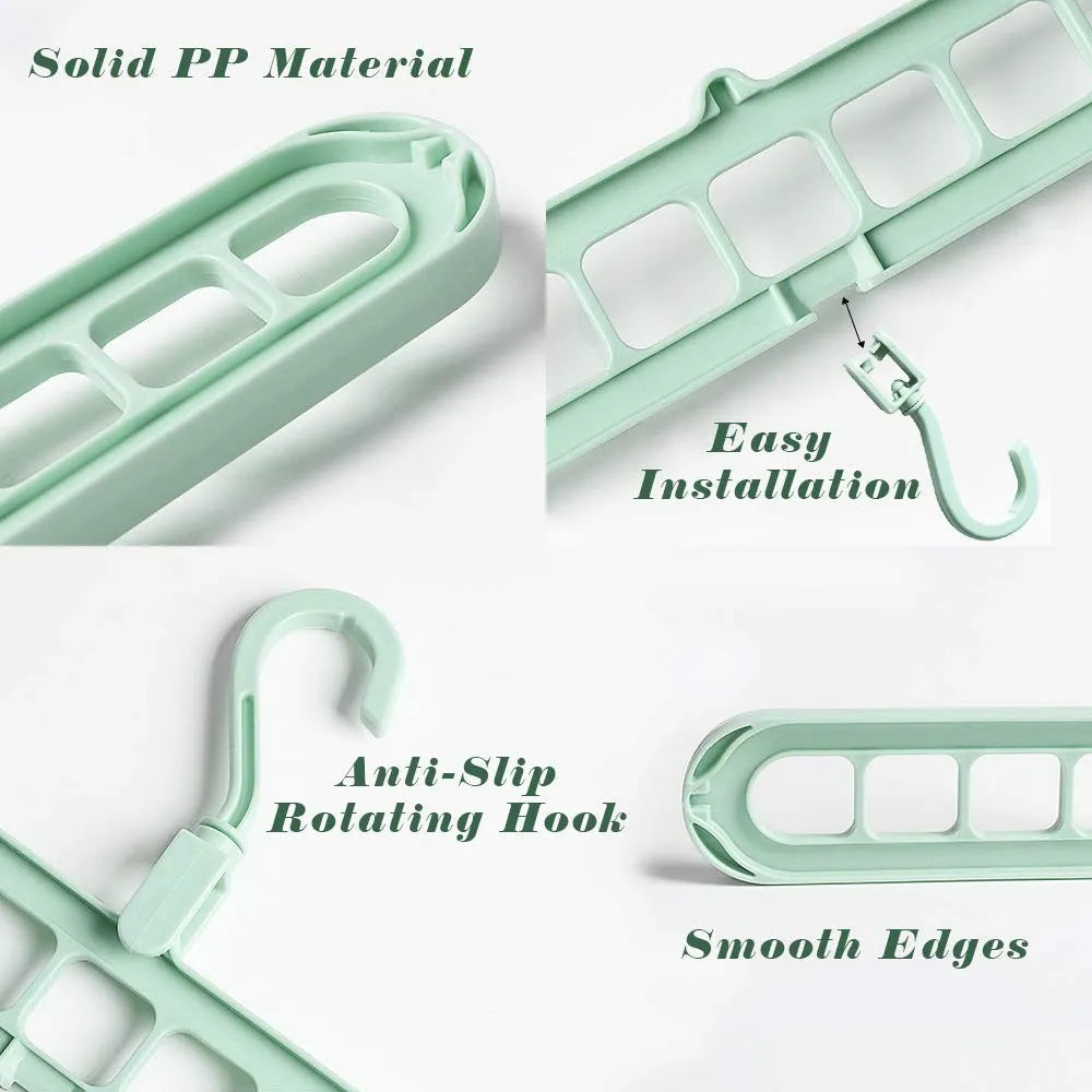 9-in-1 Smart Hanger | Space-Saving Closet Organizer with 360° Rotating Hook