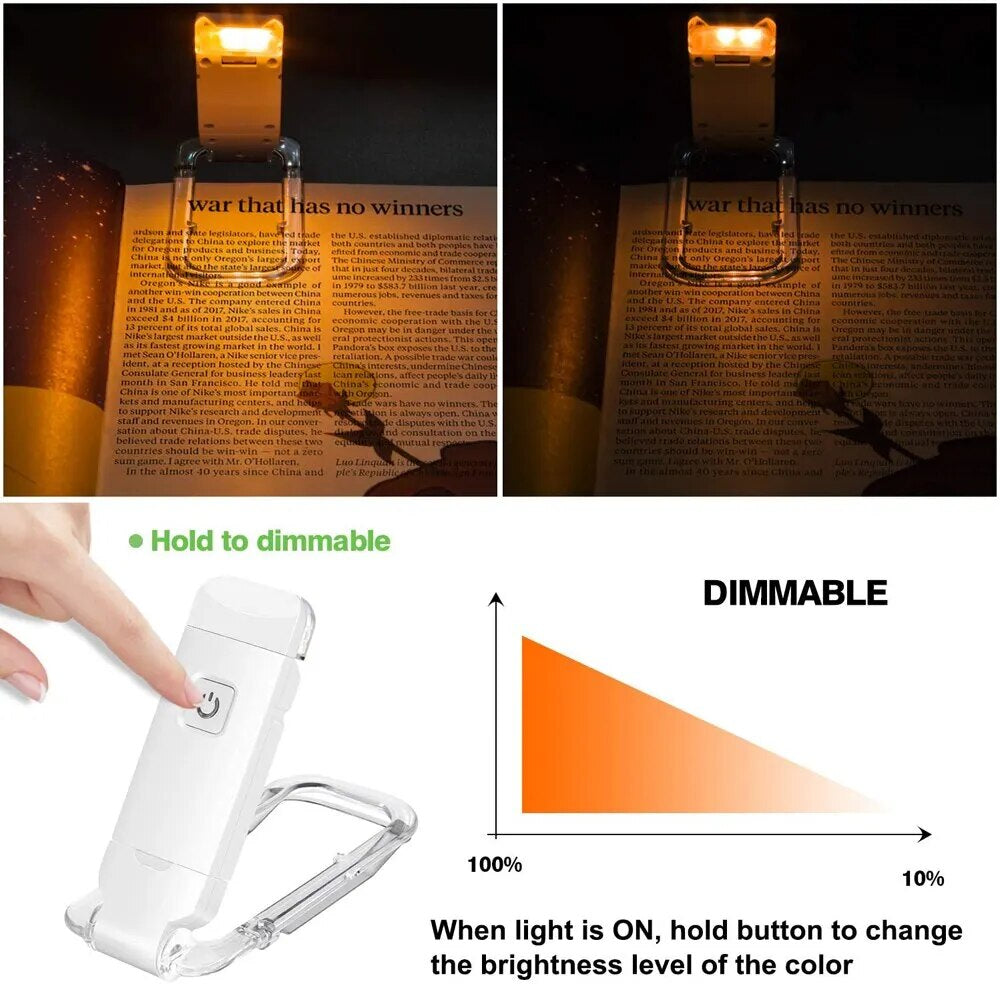 Mini LED Reading Clip Light | USB Rechargeable, Portable Book Light with Adjustable Brightness & Flexible Design