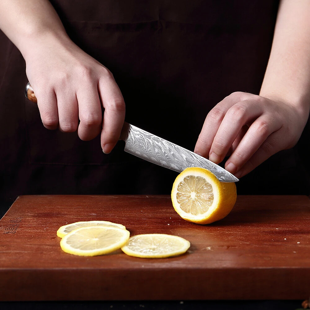 5-Inch VG10 Damascus Steel Paring Knife | Precision Japanese Blade with Abalone Handle