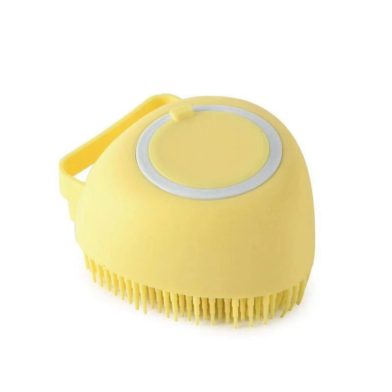Pet Bath Brush with Shampoo Dispenser | Silicone Dog & Cat Grooming Brush