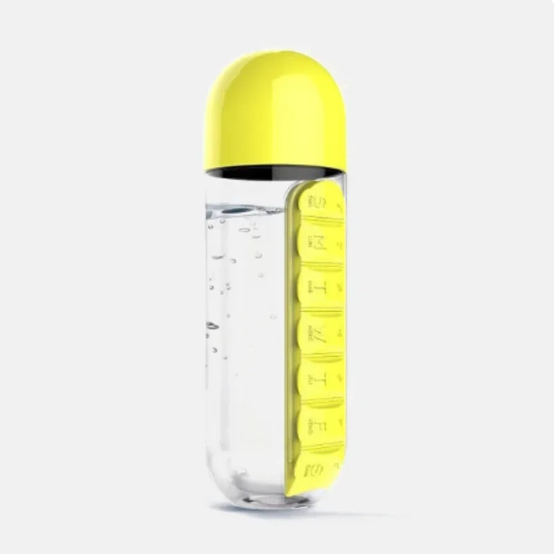 2-in-1 Water Bottle with Pill Organizer (20 oz) | BPA-Free, Portable Pill Box & Hydration Bottle
