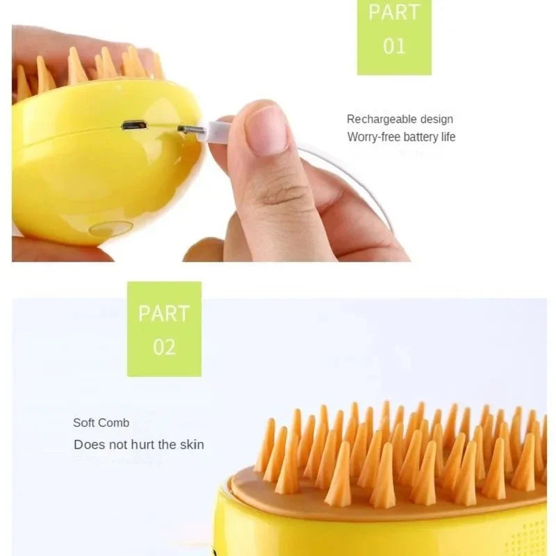 Steamy Brush for Cats | 3-in-1 Grooming Tool for Your Furry Friend!