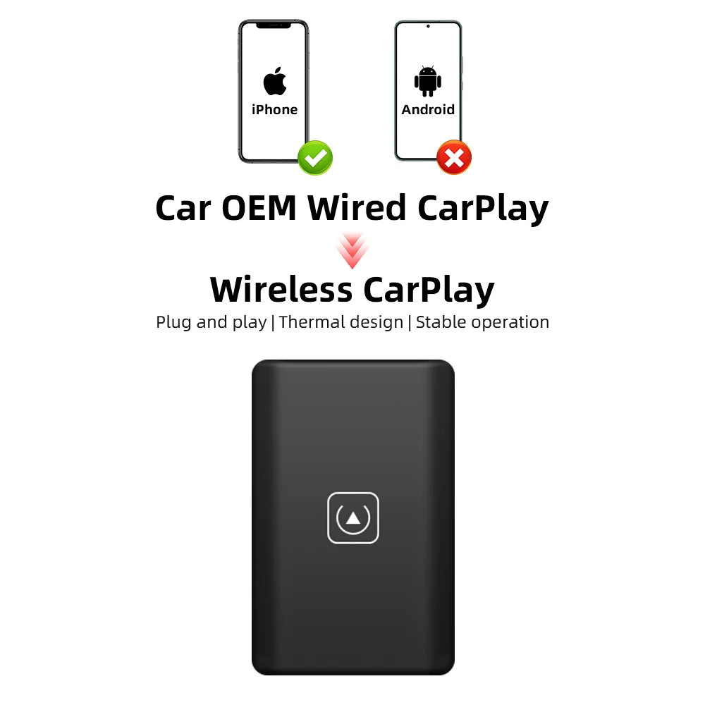 Wireless CarPlay Adapter for iPhone | Plug & Play Wireless CarPlay Dongle for All Cars