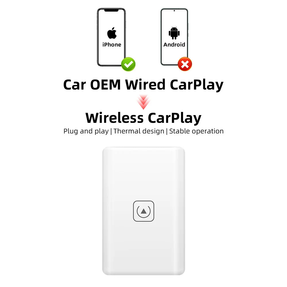 Wireless CarPlay Adapter for iPhone | Plug & Play Wireless CarPlay Dongle for All Cars