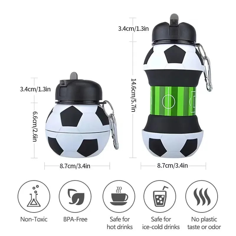Foldable Sports Ball Water Bottle | Collapsible Silicone Hydration Bottle