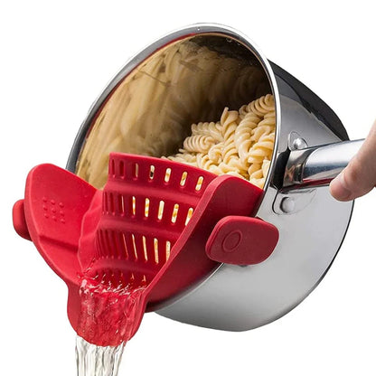 Clip-On Silicone Pot Strainer | Effortless, One-Handed Draining for Pasta, Veggies & More!