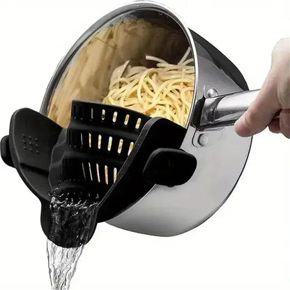 Clip-On Silicone Pot Strainer | Effortless, One-Handed Draining for Pasta, Veggies & More!