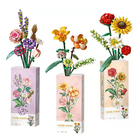 Mini Rose Building Blocks Bouquet | DIY 3D Flower Kit & Home Décor