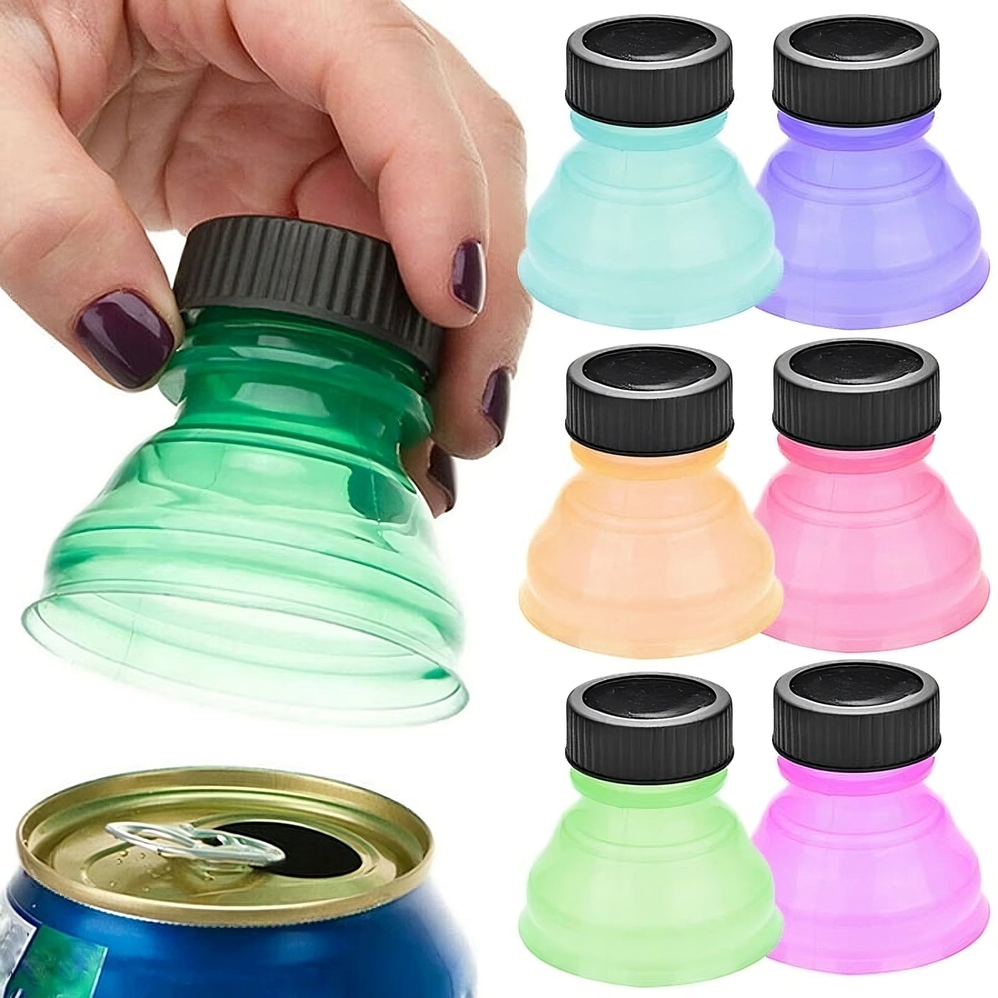 Reusable Can Lids | 6-Pack Air-Tight Soda & Beer Can Covers