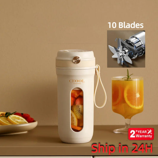 10-Blade USB Rechargeable Portable Blender | Smoothie Maker On-the-Go