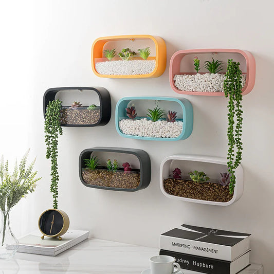Modern Rectangle Wall-Mounted Flower Vase | Minimalist Vertical Planter for Home & Restaurants