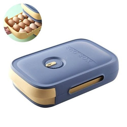 Drawer-Style Egg Storage Box with Freshness Timer | Holds 18-20 Eggs