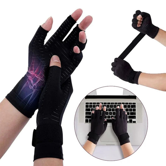 Copper Compression Arthritis Gloves | Fingerless Pain Relief Gloves for Arthritis
