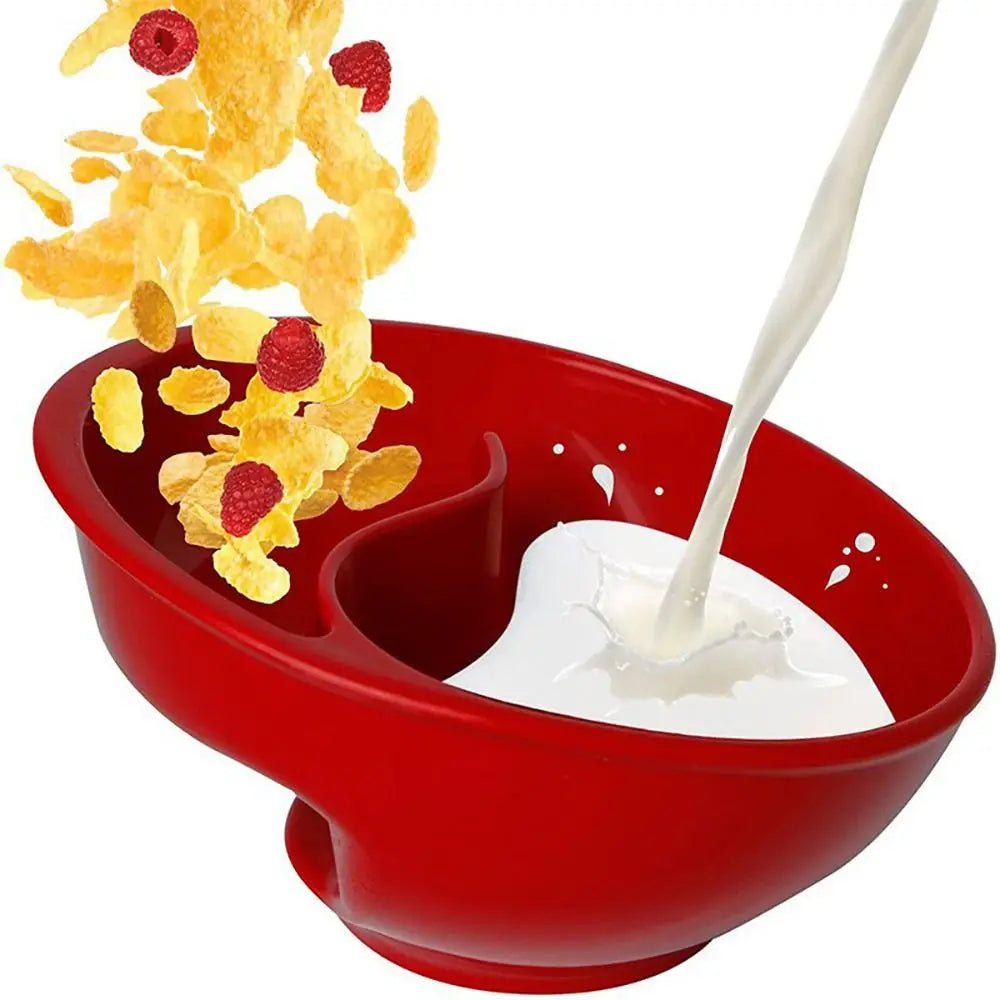 Separated Cereal Bowl | Dry & Wet Separation with Spiral Slide | Crunchy Cereal Every Time