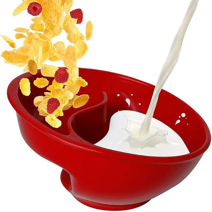 Separated Cereal Bowl | Dry & Wet Separation with Spiral Slide | Crunchy Cereal Every Time