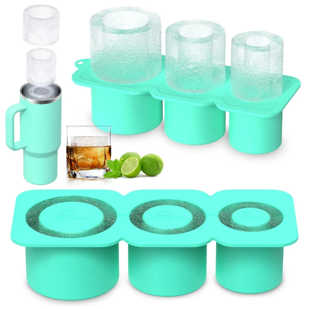 Ice Cube Maker Silicone Mold for 30-40oz Tumblers | Quick-Freeze, Easy Release, Leakproof & Reusable