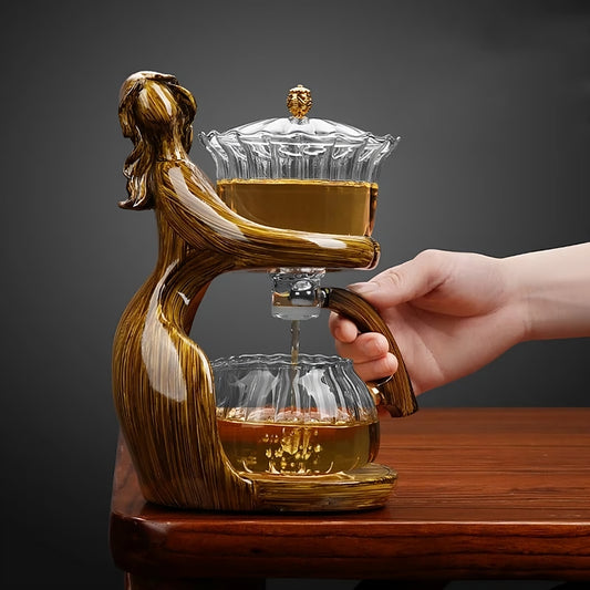 Semi-Automatic Glass Teapot | Elegant Tea Brewer for Loose-Leaf & Blooming Teas