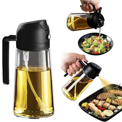 2-in-1 Oil Spray Bottle for Cooking | Oil Dispenser with Spray & Pour Function